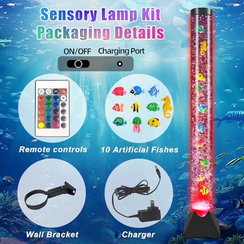 4ft Sensory LED Water Bubble Tube Lamp with 16 Color Modes for Autism & ADHD