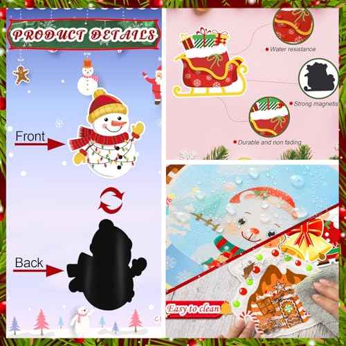 JULMELON Christmas Magnetic Stickers, 22pcs Xmas Snowman Santa Gingerbread Car Magnets Holiday Decorations Accessories for Supplies Home Refrigerator Dishwasher Fridge Car Bumpers Party Decor