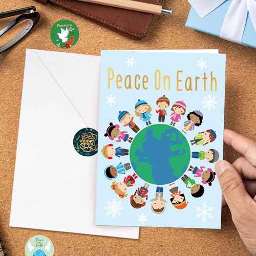 ceiba tree Christmas Cards 24pcs Peace Dove Greeting Card Christmas Note Cards with Envelopes and Stickers