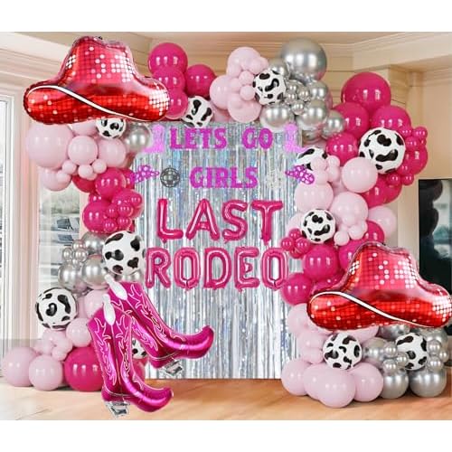 Western Disco Cowgirl Hat Balloons 25" Red Cowboy Hat Helium Balloon 2pcs Cowgirl Hat Foil Balloons for Girls Western Themed Birthday Party Decorations Supplies