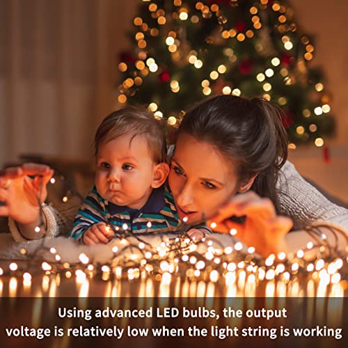 VIL 6.6ft Warm White Christmas Tree Lights with Ring - 8-Mode Dimmable Waterfall String 280 LEDs