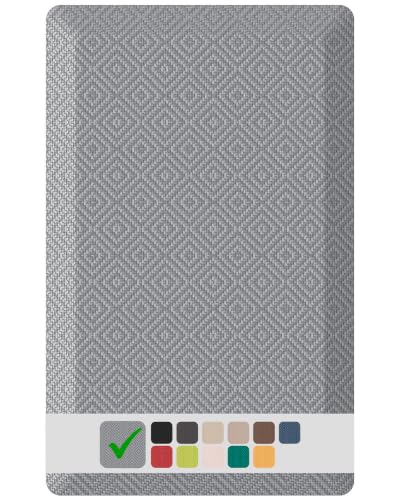Grey Anti-Fatigue Kitchen Mat 20x32 Inch Cushioned Ergonomic Standing Rug