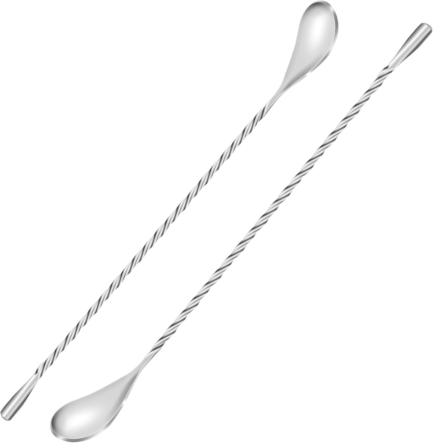 Skiennix Stainless Steel Bar Mixing Spoon Set - 12 Inch Cocktail Spoons with Spiral Design | 2 Pcs