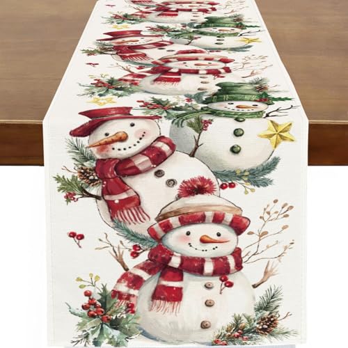 Baccessor Christmas Snowman Table Runner 13x90 Inches Winter Holiday Decor