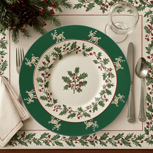 Omuriko 6-Pack Christmas Reindeer Green Plastic Charger Plates 13" XL6GR