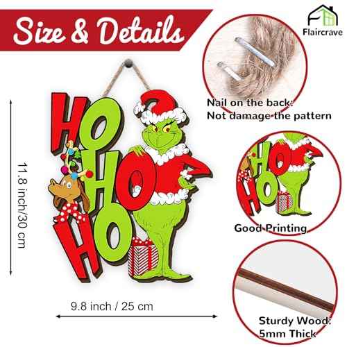 Christmas Wooden Wreaths for Front Door HoHoHo Navidad Winter Xmas Welcome Sign Decor Christmas Decorations for Home