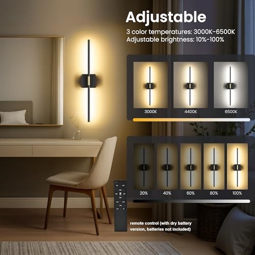 10000mAh Battery Operated Wall Sconces Set of 2 - Black Gold Variation