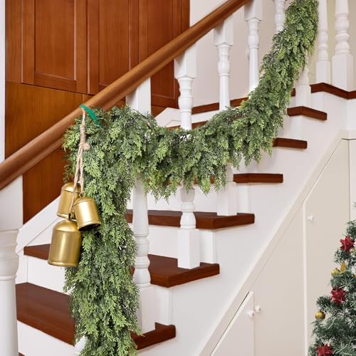9FT Artificial Cedar Garland for Christmas Mantel - 2PCS Lush Holiday Decor