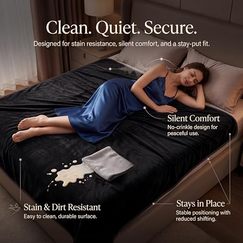 King Size Waterproof Bed Blanket 82x82 Inches - Reversible Flannel & Leakproof Protection