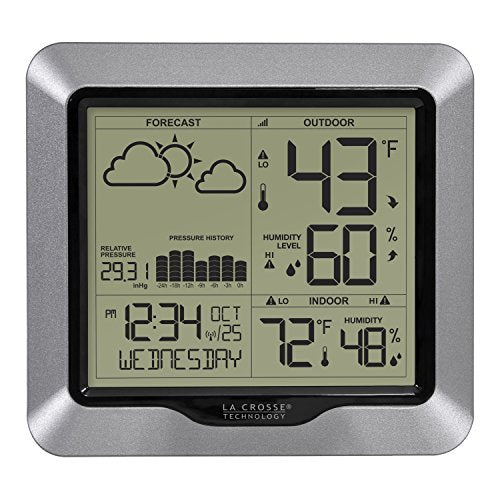 La Crosse Technology Modern Wireless Barometric Weather Station with WWVB Time, 330ft Range
