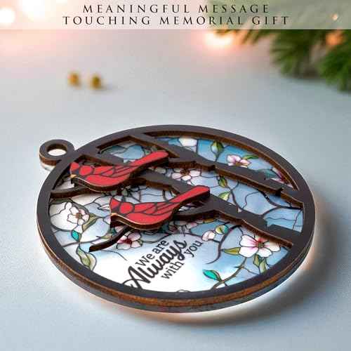 Wooden Cardinal Christmas Ornaments, Hanging Memorial Christmas Decorations, We are Always with You Cardinal Gifts, Sympathy Gifts for Loss of Loved One, Bereavement Gift Ideas, Sympathy Gift