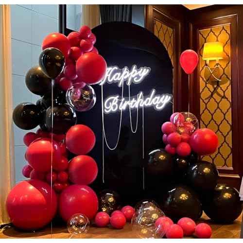 Black and Red White Balloons 50 Pack 12 Inch Latex Balloons with Confetti for Halloween Christmas Birthday Wedding New Year's Eve Valentine's Day Mother's Day Graduation Casino Party Decorations