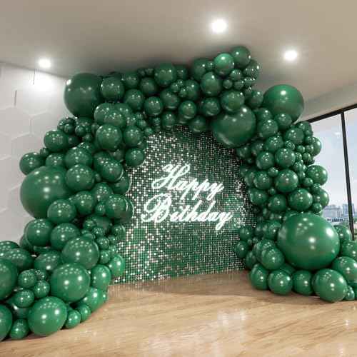 Green Balloon Arch Kit, 125Pcs Emerald Hunter Dark Green Latex Balloon Garland kit, 18 12 10 5 Inch Different Size Balloons for Anniversary Birthday Jungle Theme Christmas Party Decorations