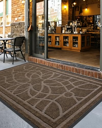 DEXI 4x6 Brown Heavy Duty Non-Slip Outdoor Entrance Door Mat - All Weather