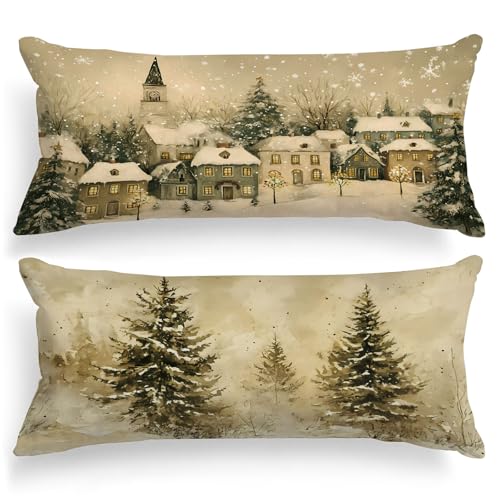Lanpn Christmas Body Pillowcase 20x54 Set of 2, House Forest