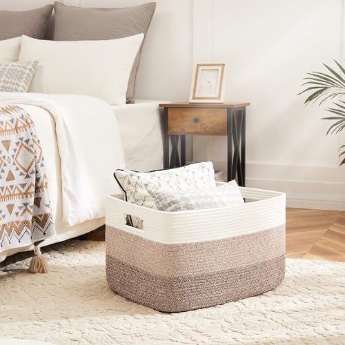 Artfeel Rectangle Woven Storage Basket - Brown 100L Laundry Toy Blanket Organizer
