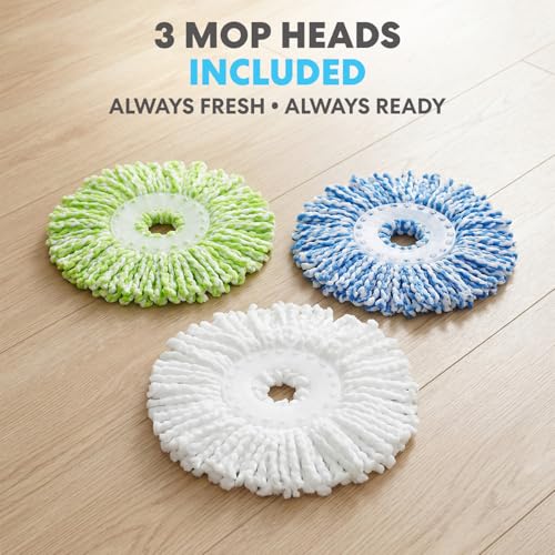 Black/Green Spin Mop and Bucket Set with Microfiber Heads & Soap Dispenser
