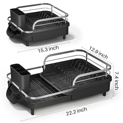 Expandable Dish Drying Rack for Kitchen Counter - Black - SAYZH
