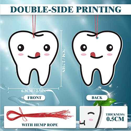 Hoteam 18 Pcs Christmas Tooth Ornaments for Tree Double-Sided Print Xmas Gifts for Dental Dentist Laboratory Technician (Teeth)