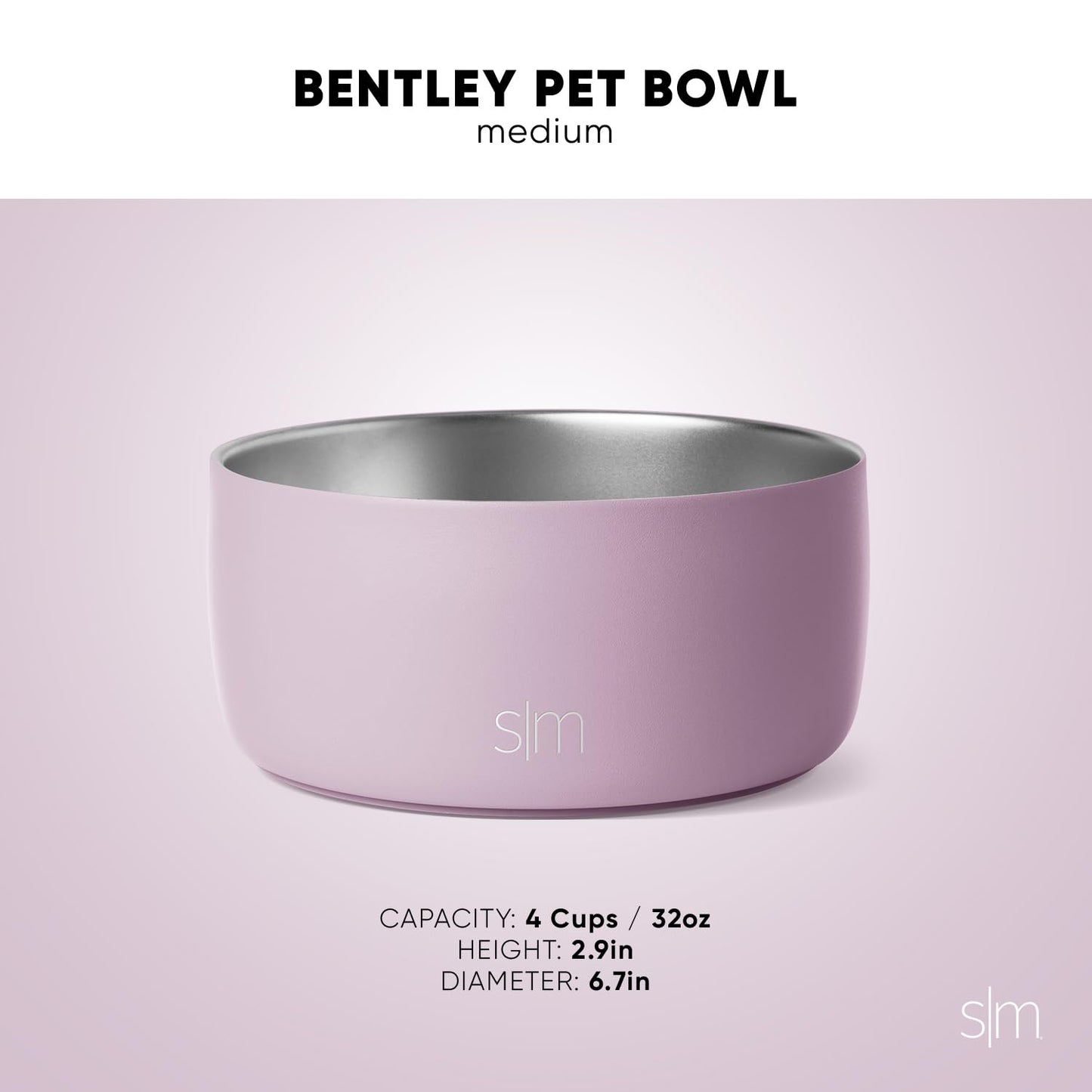 Simple Modern Stainless Steel Pet Water Bowl for Dogs & Cats | Insulated Stainless Steel Food Bowls for Dog Cat | No Tip No Slip BPA Free | Bentley Collection | Medium (4 Cups) | Sea Glass Sage