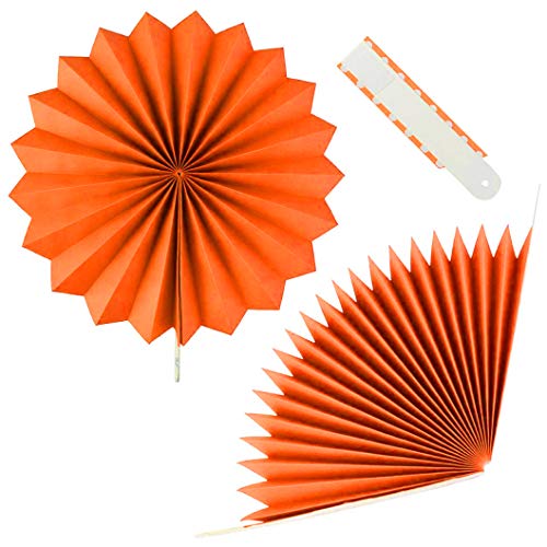 18Pc Party Hanging Orange Paper Fans, Fall Round Folding Wall Decor, Paper Garlands Flower Decoration for Thanksgiving Halloween Birthday Festival Wedding