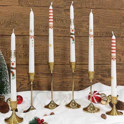 2 Pack Christmas Taper Candles, 10 Inch Unscented Candlesticks with Santa Claus Design for Table Centerpiece, Fireplace Mantel, Advent Wreath, Winter Wedding and Festive Home Decor