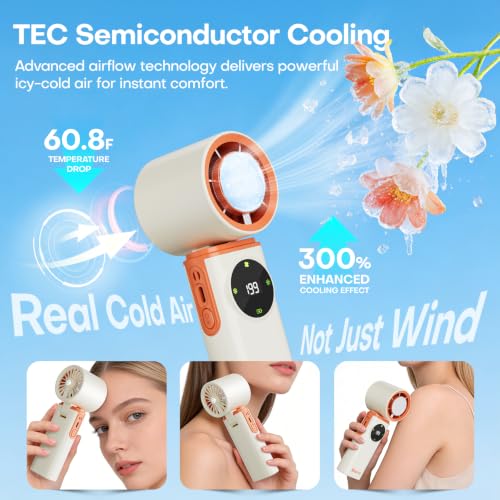 White Portable Handheld Fan with Ice Cooling & 20H Battery - 199 Speed Levels