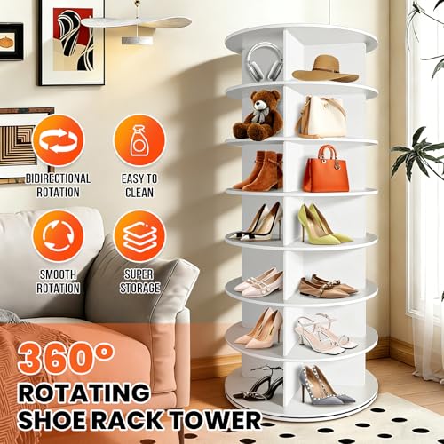 7 Tier Rotating Shoe Rack Tower - 360° Spin, Large Capacity, Space Saver - Variation of THIS listing