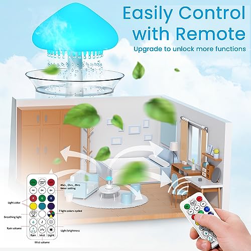 Diffuserlove Rain Water Drip Humidifier with Remote & Color Lights for Bedroom & Office