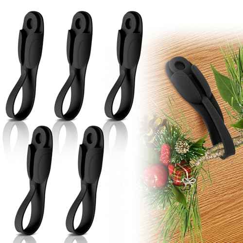 5 PCS Christmas Garland Hanger for Mantle Garland Hooks, Christma Wreath Ties, Fireplace Stocking Holder, Silicone Adhesive Wreath Hooks for Fireplace Mantle (Black)