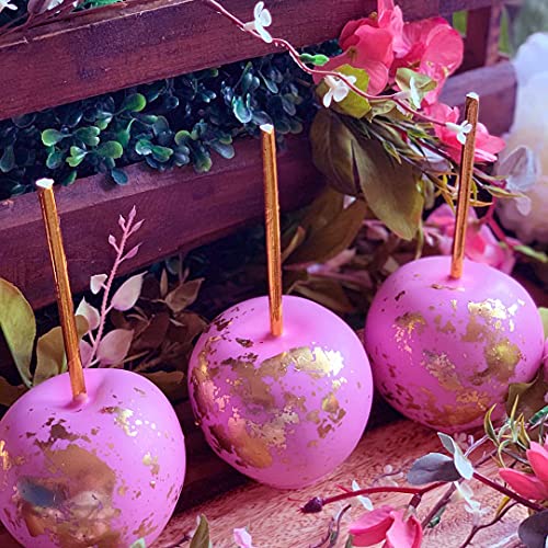 ALINK Rose Gold Foil Paper Straws, Biodegradable Disposable Party Drinking Straws for Birthday, Wedding, Bridal/Baby Shower and Christmas Decorations, Pack of 100