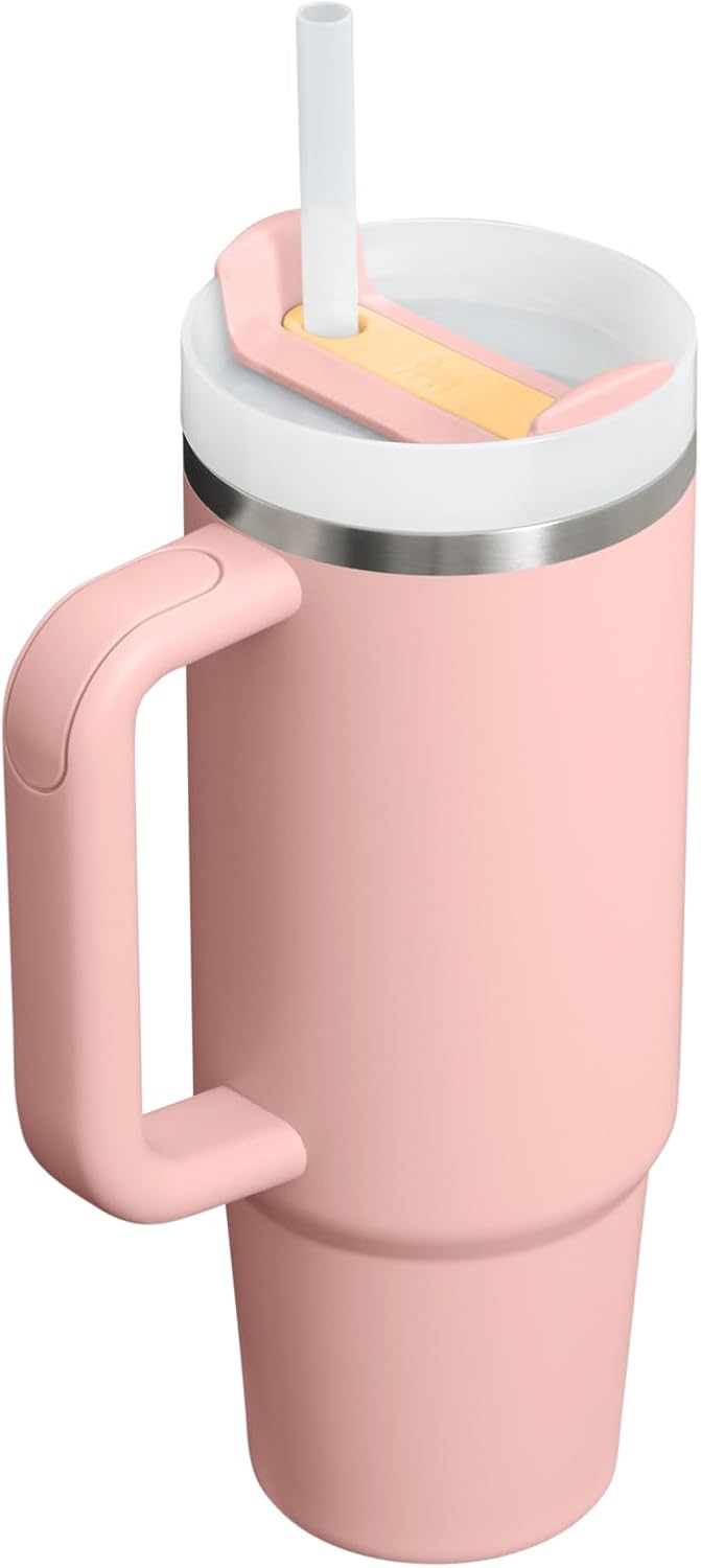 STANLEY Quencher H2.0 Tumbler - 30 oz Insulated Stainless Steel Cup with Handle & Straw | BPA-Free | Peach Rose
