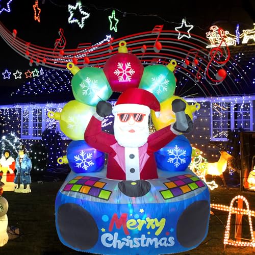 6 ft Christmas Inflatable DJ Santa with Rotating LED Lights - Outdoor Yard Decoration