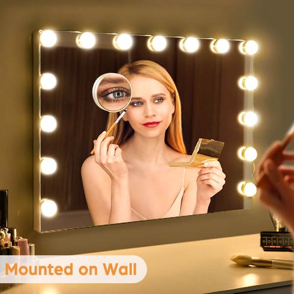 Lighted Makeup Mirror with 15 Dimmable Bulbs - 23x19 Inches Hollywood Vanity