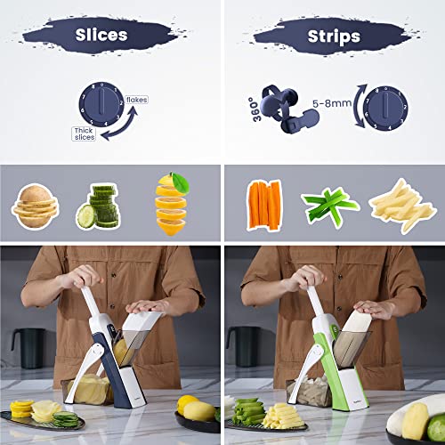 SupMaKin Blue Adjustable Mandoline Slicer for Kitchen - 0.1-8mm Thickness