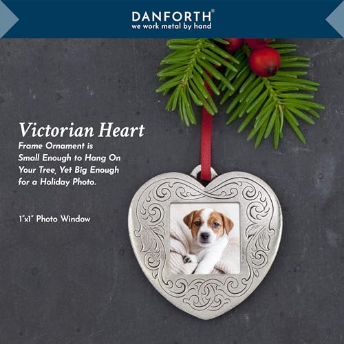 DANFORTH Victorian Heart Pewter Photo Frame Ornament | Keepsake Gift for Mom