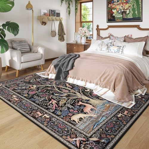 Rugcomf Large Area Rug 8x10 Washable Non Slip Tree of Life-Patterned,