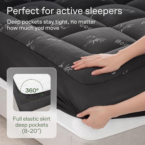 Dark Gray King Mattress Topper - Ultra Soft Memory Foam Bed Topper for Back Pain Relief