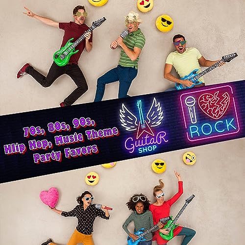 Rock Star Sunglasses & Inflatable Guitar Microphone Party Set - 8 Pack