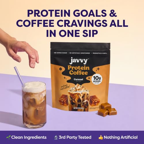 Javvy Protein Coffee Powder Pumpkin Spice - Cold Brew & Iced Coffee Mix, 20 Servings