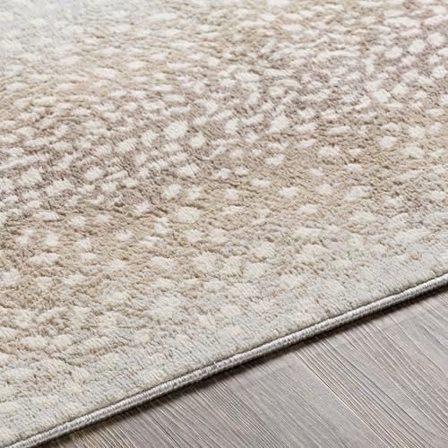 Livabliss 5'3" x 7'1" Camel Light Gray Antelope Print Area Rug - Modern Animal Theme