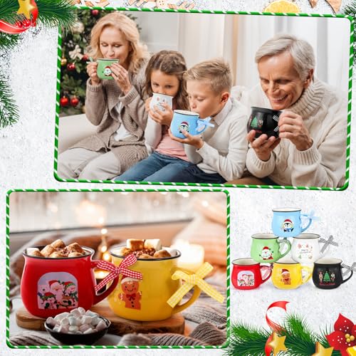 Roshtia 6 Pack Christmas Coffee Mugs Set - Colorful Holiday Gift, 12 oz Ceramic