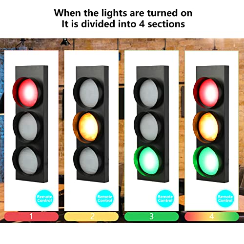 HOMIER 1-Side 3-Light Retro Traffic Light Wall Lamp with Remote Control for Kids Bedroom & Home Decor