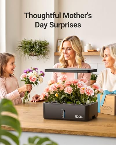 iDOO 12Pods Hydroponic Growing System with LED Grow Light - Black