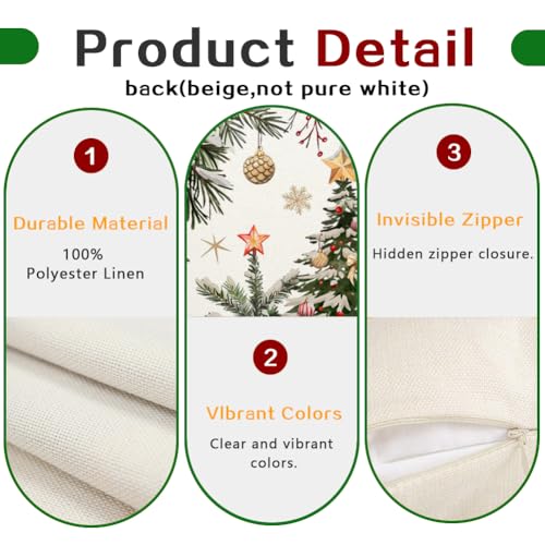 ARGOOFG Christmas Trees Pillow Covers 18 x 18 green, Pack of 2