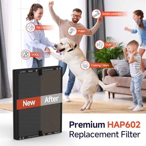 HAP602 Original 4-Pack Replacement Filter Set for ECOSELF HAP602 Air Purifier - 3-in-1 Filter including Pre-Filter & Activated Carbon