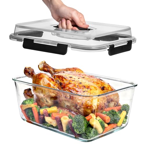 Razab 6500ml Glass Food Storage Container with Locking Lid - Black