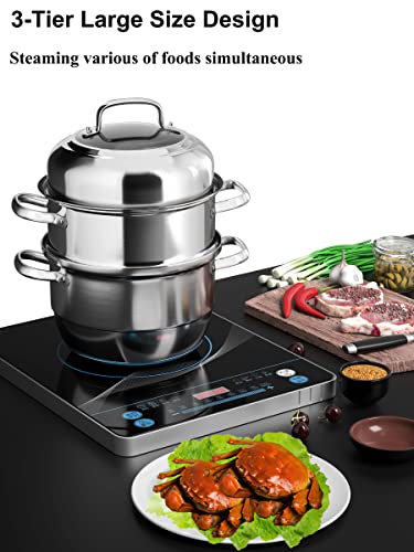VENTION 3-Tier Induction Steamer Pot 13.4 Inch / 14.7 Qt with 2 Trays & Basket