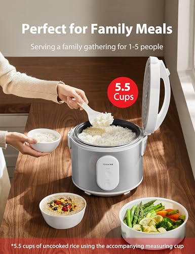 TOSHIBA Rice Cooker & Steamer Simple 5.5 Cup(Uncooked) with Steaming