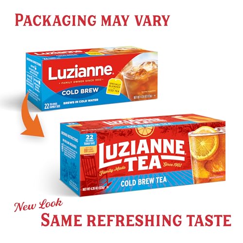 Cold Brew Black Iced Tea Bags - Luzianne Unsweetened 22 Count Pack of 6
